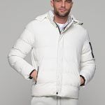 Λευκό ανδρικό φουσκωτό μπουφάν PAPARAZZI - slim fit