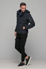 Μπλε ανδρικό φουσκωτό μπουφάν PAPARAZZI - slim fit - Image 6