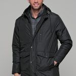 Μαύρο ανδρικό αδιάβροχο μπουφάν τύπου παρκά - regular fit