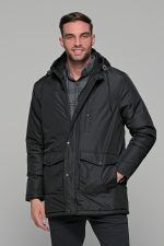 Μαύρο ανδρικό αδιάβροχο μπουφάν τύπου παρκά - regular fit