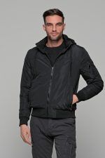 Μαύρο Αδιάβροχο Ανδρικό Μπουφάν με Γούνα PAPARAZZI