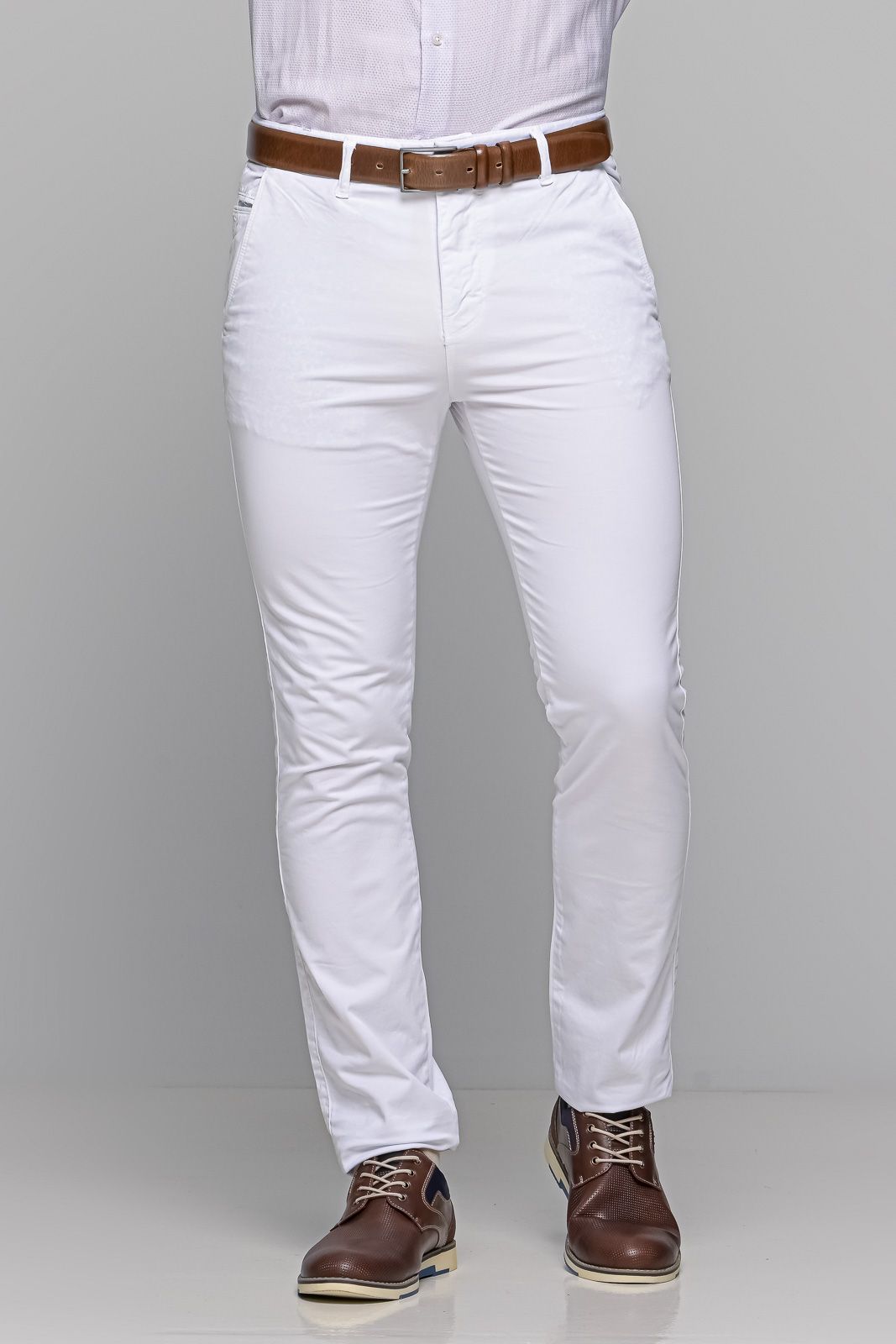 Καλοκαιρινό Ανδρικό Chino Παντελόνι MASSARO Λευκό – Slim fit