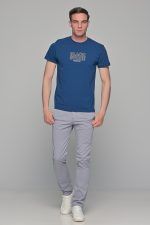 Μπλε ανδρικό κοντομάνικο T-SHIRT με στάμπα "Black Stone" - Image 4