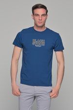 Μπλε ανδρικό κοντομάνικο T-SHIRT με στάμπα "Black Stone"