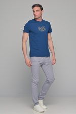 Μπλε ανδρικό κοντομάνικο T-SHIRT με στάμπα "Black Stone" - Image 6