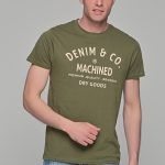 Χακί ανδρικό κοντομάνικο T-SHIRT με στάμπα "denim&co"