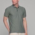 Ανδρικό πόλο μπλουζάκι χακί SW με σχέδιο στην ύφανση – Slim Fit