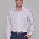 Ανδρικό πουκάμισο λευκό με κόκκινο print μικροσχέδιο – Slim Fit