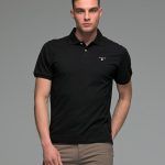 Ανδρικό μονόχρωμο πόλο μπλουζάκι Μαύρο- Classic Fit