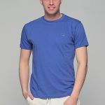 Μονόχρωμο μπλε-indogo ανδρικό κοντομάνικο T-SHIRT - Basic Collection