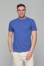 Μονόχρωμο μπλε-indogo ανδρικό κοντομάνικο T-SHIRT - Basic Collection