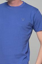 Μονόχρωμο μπλε-indogo ανδρικό κοντομάνικο T-SHIRT - Basic Collection - Image 2