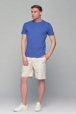 Μονόχρωμο μπλε-indogo ανδρικό κοντομάνικο T-SHIRT - Basic Collection - Image 7