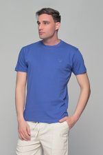 Μονόχρωμο μπλε-indogo ανδρικό κοντομάνικο T-SHIRT - Basic Collection - Image 3