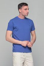 Μονόχρωμο μπλε-indogo ανδρικό κοντομάνικο T-SHIRT - Basic Collection - Image 4