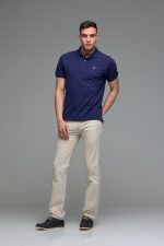 Ανδρικό μονόχρωμο πόλο μπλουζάκι Μπλε Navy- Classic Fit - Image 5