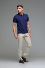 Ανδρικό μονόχρωμο πόλο μπλουζάκι Μπλε Navy- Classic Fit - Image 6