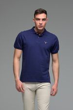 Ανδρικό μονόχρωμο πόλο μπλουζάκι Μπλε Navy- Classic Fit - Image 4