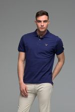 Ανδρικό μονόχρωμο πόλο μπλουζάκι Μπλε Navy- Classic Fit