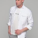 Oversized λευκό jacket πουκάμισο  – Loose Fit