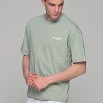 Oversized ανδρικό t-shirt χακί με στάμπα "Hope" στην πλάτη