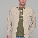 Oversized εκρού jacket πουκάμισο  – Loose Fit