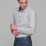 Ανδρικό πουκάμισο πάγου με μπλε print μικροσχέδιο – Slim Fit