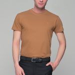 Μονόχρωμο κάμελ ανδρικό κοντομάνικο T-SHIRT - Basic Collection