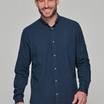 Λινό μπλε ανδρικό πουκάμισο - Slim Fit