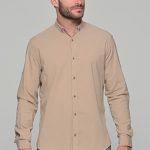 Λινό μπεζ ανδρικό πουκάμισο - Slim Fit