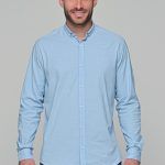 Λινό σιέλ ανδρικό πουκάμισο - Slim Fit