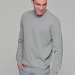 Βαμβακερό Ανδρικό Πουλόβερ με Βε σε Γκρι Χρώμα