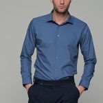 Γκρι μπλε ανδρικό πουκάμισο PAPARAZZI - Classic Fit