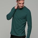 Πράσινη ανδρική μακρυμάνικη μπλούζα μονόχρωμη