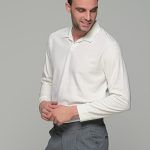 Λευκή ανδρική μακρυμάνικη polo μπλούζα χωρίς κουμπιά