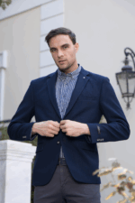 Μπλε ανδρικό σακάκι casual AM- slim fit - Image 2