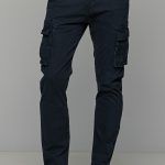 Μπλε ανδρικό cargo παντελόνι με τσέπες  - Straight fit