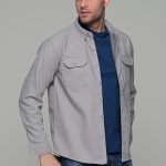 Oversized γκρι jacket πουκάμισο φανελένιο – Loose Fit