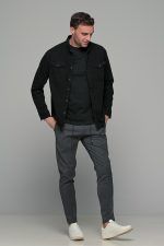 Oversized μαύρο τζιν jacket πουκάμισο  – Loose Fit - Image 4