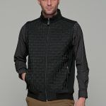 Μαύρη αμάνικη ανδρική ζακέτα με επένδυση και φερμουάρ MS - slim fit