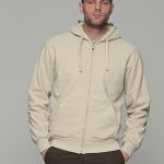 Ζακέτα μπεζ βελουτέ με εσωτερική επένδυση και κουκούλα