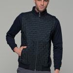 Σκούρο μπλε αμάνικη ανδρική ζακέτα με επένδυση και φερμουάρ MS - slim fit