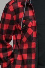 Καρό μαύρο-κόκκινο πουκάμισο jacket με εσωτερική επένδυση και κουκούλα - Loose fit - Image 2