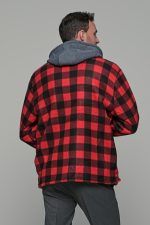 Καρό μαύρο-κόκκινο πουκάμισο jacket με εσωτερική επένδυση και κουκούλα - Loose fit - Image 5