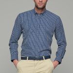 Καρό πουκάμισο μπλε με λευκή ρίγα PAPARAZZI χωρίς Τσεπάκι - Classic Fit