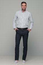 Λευκό πουκάμισο με μπλε ρίγα PAPARAZZI χωρίς Τσεπάκι - Classic Fit - Image 7