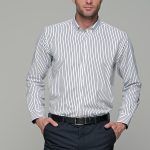 Λευκό πουκάμισο με μπλε ρίγα PAPARAZZI χωρίς Τσεπάκι - Classic Fit