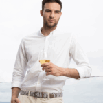 Λινό λευκό ανδρικό πουκάμισο - Slim Fit