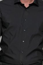 Μαύρο ανδρικό πουκάμισο PAPARAZZI χωρίς Τσεπάκι - Slim Fit - Image 2