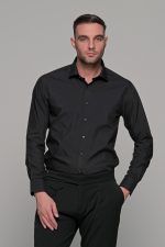Μαύρο ανδρικό πουκάμισο PAPARAZZI χωρίς Τσεπάκι - Slim Fit